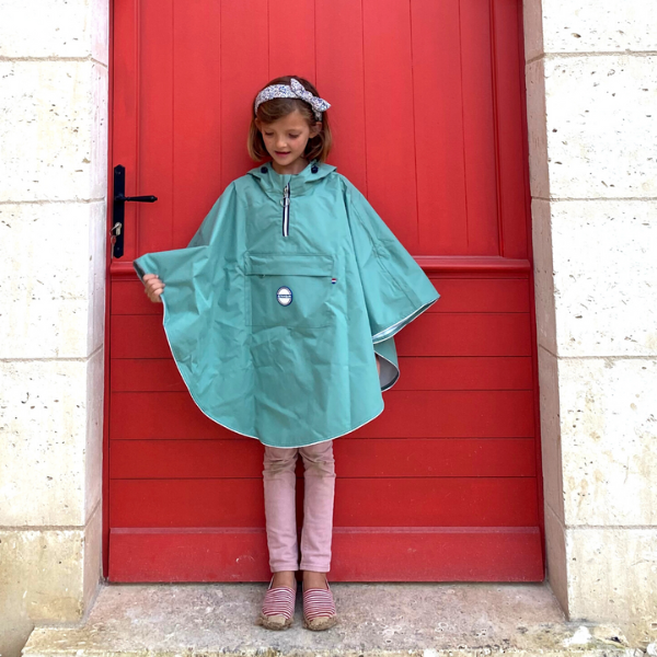 Cape de pluie pour vélo enfant - Turquoise